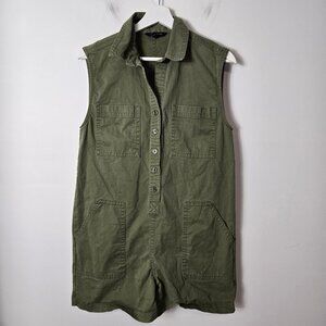 Banana Republic Women's Size XS Petite Twill Mini Romper Iguana Green